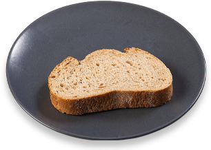 Slice of rye bread on plate Slice of rye bread on plate