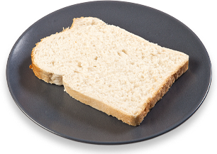 Slice of white bread on plate Slice of white bread on plate