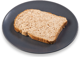 Slice of wholemeal bread on plate Slice of wholemeal bread on plate