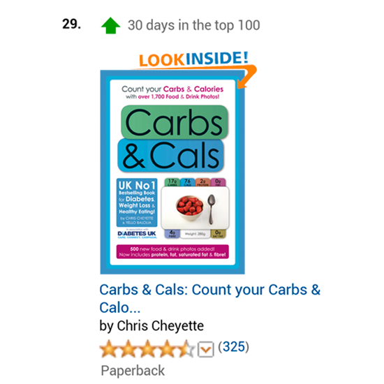 Carbs & Cals Rank 29 on Amazon UK