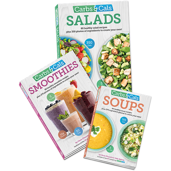 Carbs & Cals Salads, Smoothies & Soups Book Covers