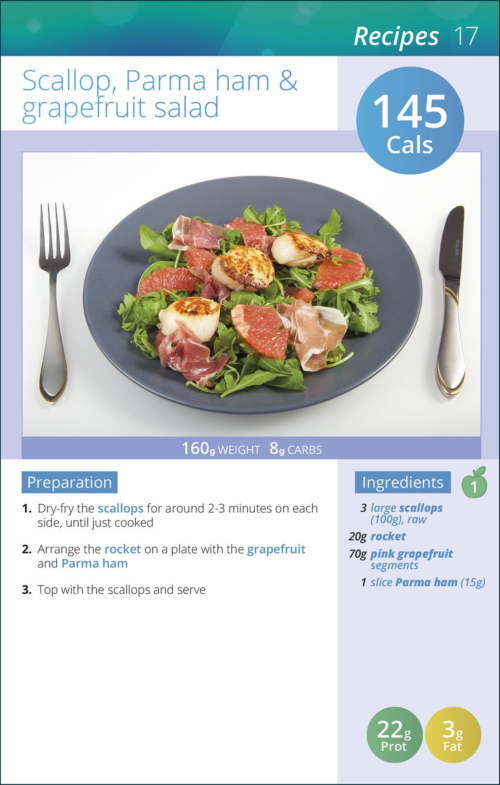 Scallop, Parma Ham & Grapefruit recipe with nutritional information from 5:2 Diet Photos book