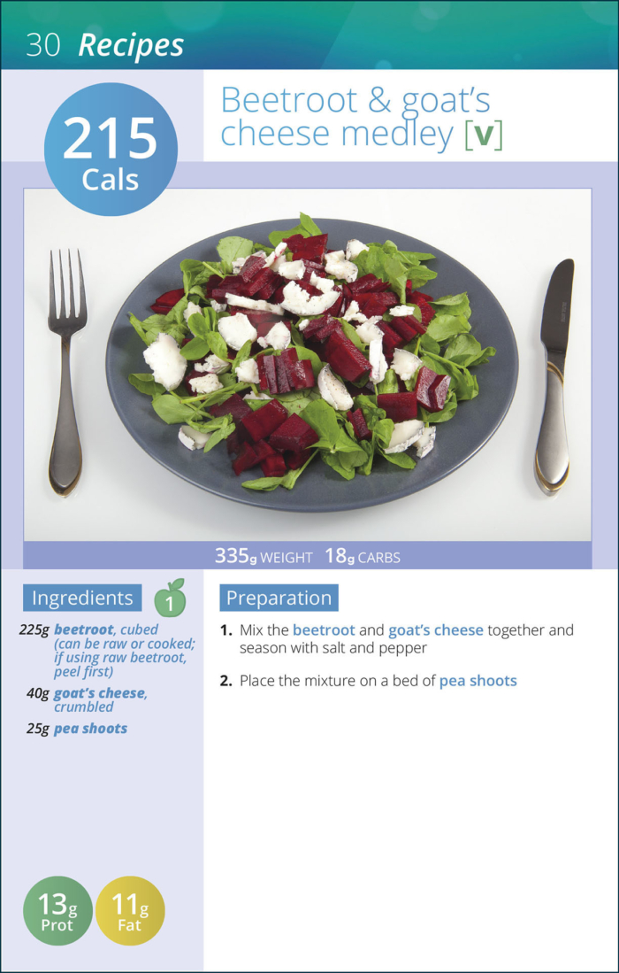 Beetroot & Goat's Cheese Medley recipe with nutritional information from 5:2 Diet Photos book