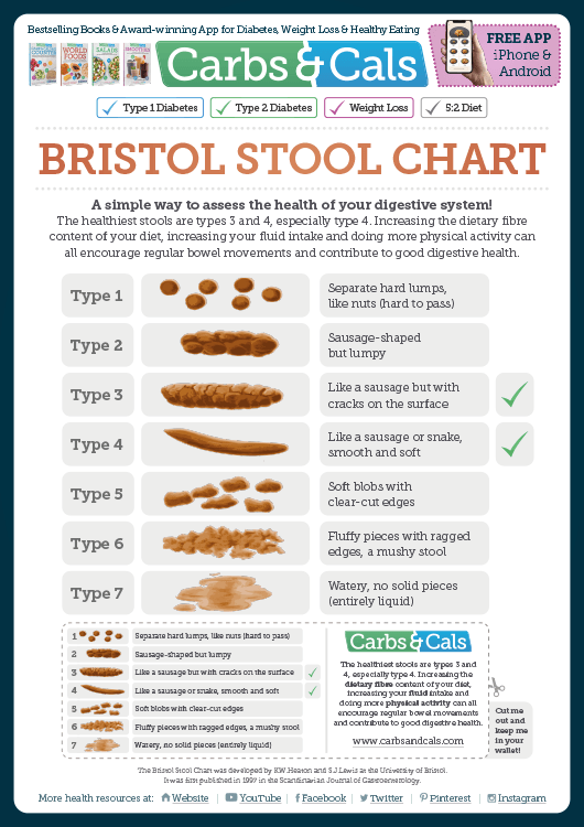 Carbs & Cals Info Guide - Bristol Stool Chart