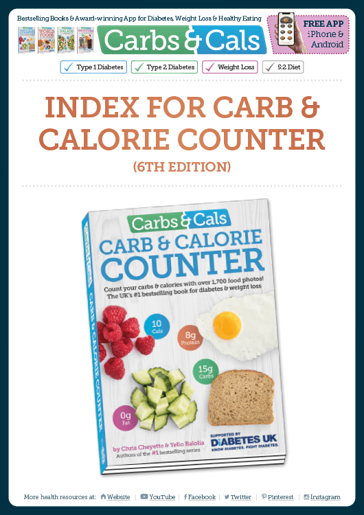 Index for Carbs & Cals Carb & Calorie Counter Book