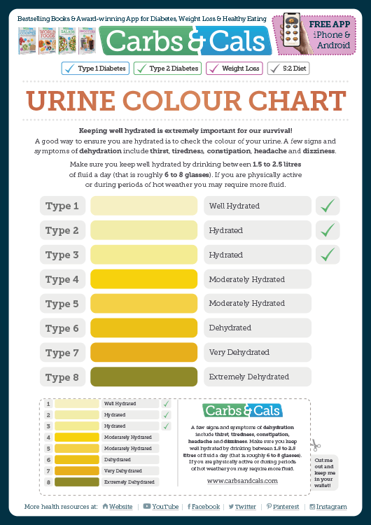 Carbs & Cals Info Guide - Urine Colour Chart