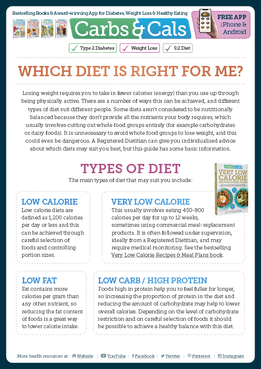 Carbs & Cals Info Guide - Which Diet is Right for Me?