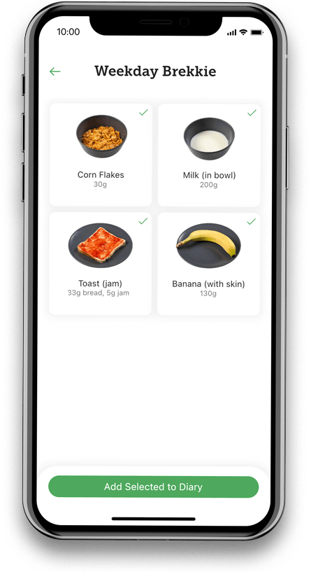 Custom meal in Carbs & Cals app