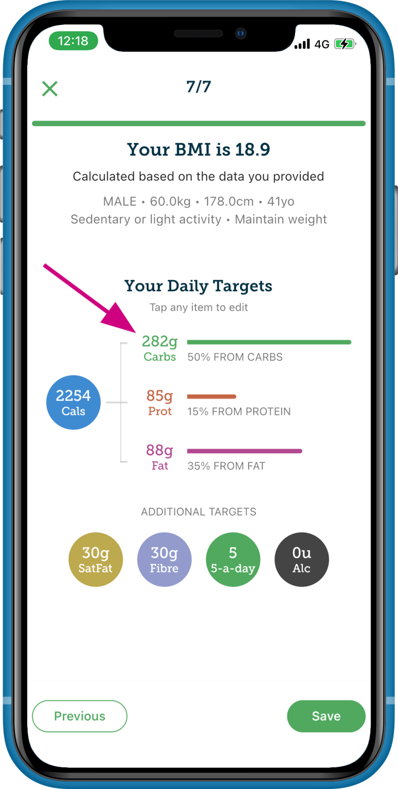 Carbs & Cals Free BMI & Calorie Requirement Calculator