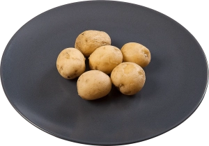 A portion of boiled skin-on new potatoes