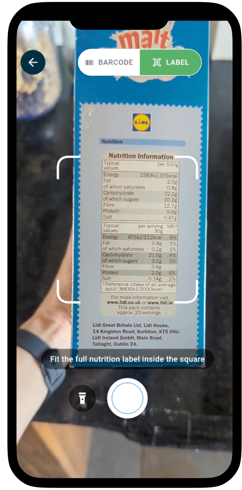 Snap a picture of the food label