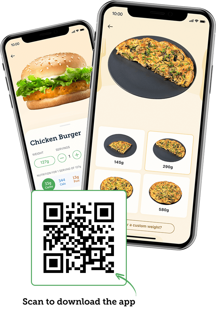 Scan to download the Carbs & Cals app
