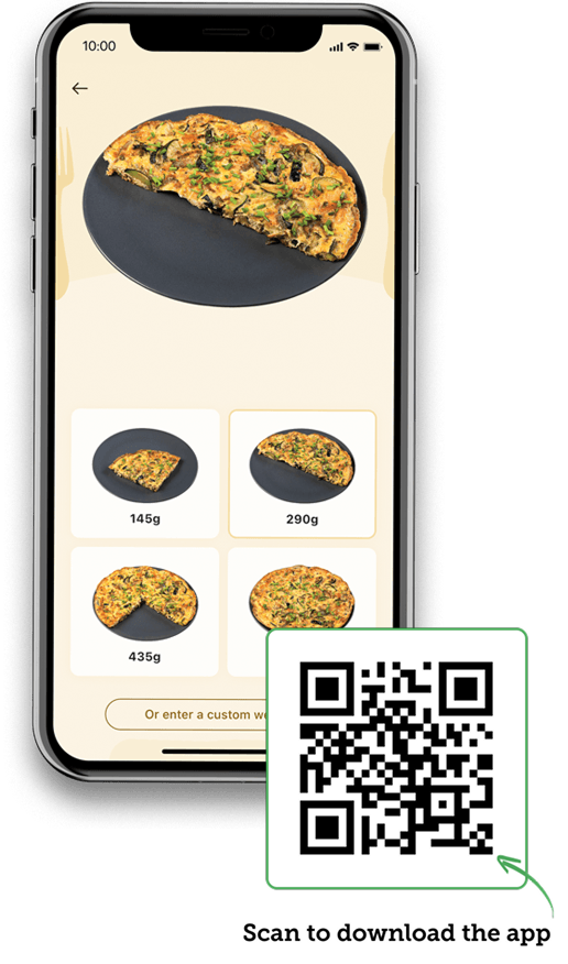 A portion of frittata in the Carbs & Cals app