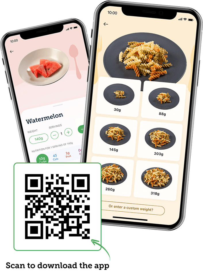 Scan to download the Carbs & Cals app