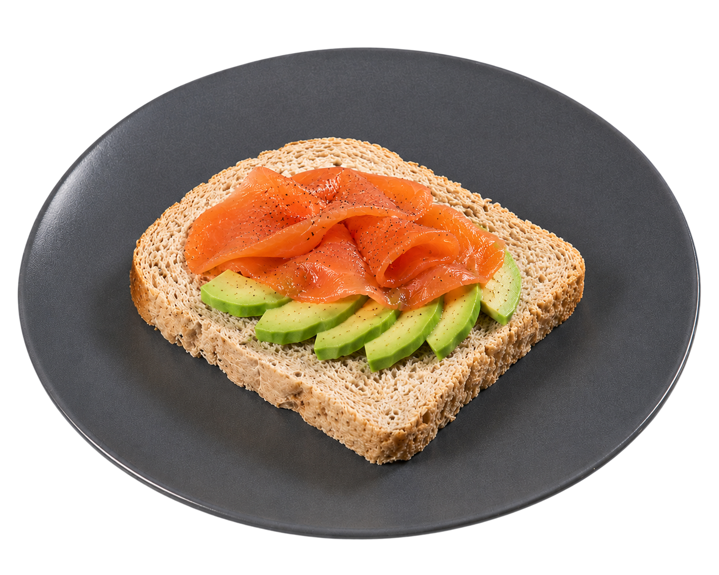 AvocadoSalmonBread Avocado & smoked salmon on a slice of granary bread